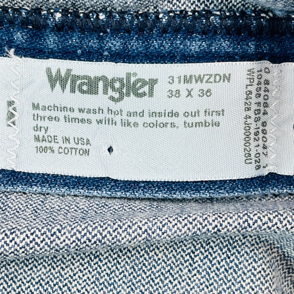 Vtg Wrangler Cowboy Cut Denim Jeans Mens 38x36 31MWZDN USA Distressed 90s - Picture 4 of 15